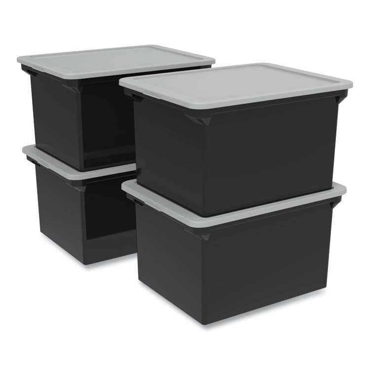 STOREX Tote with Comfort Edges, Legal/Letter, 13.9" x 18.3" x 10.6", Black, 4/Carton (STX61528U04C) thumbnail 3