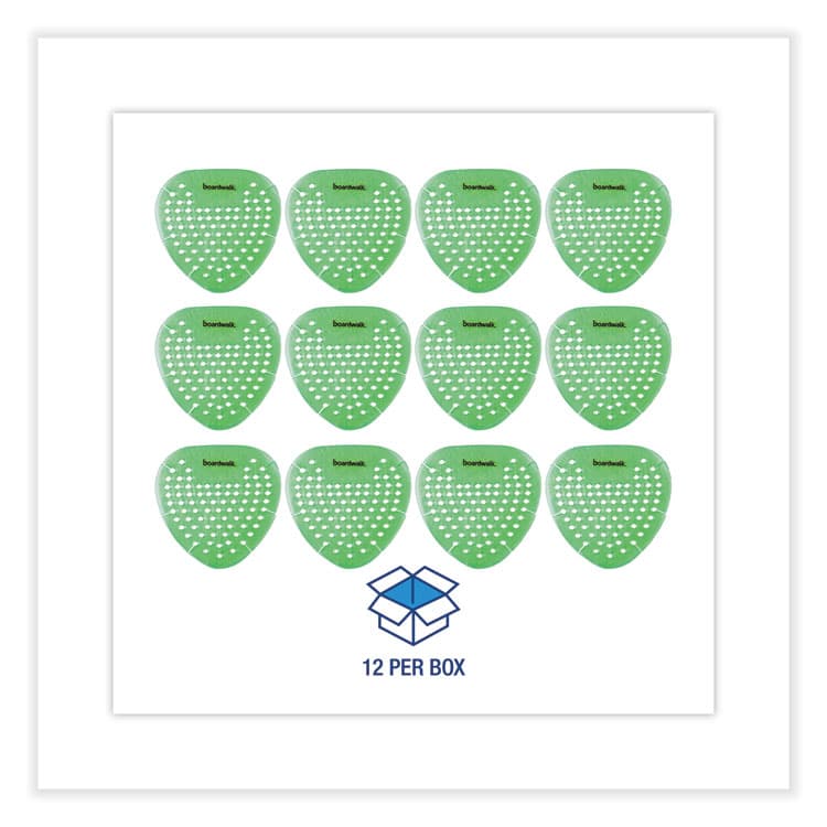 BOARDWALK Gem Urinal Deodorizer Screen, Herbal Mint Scent, Green, 12/Box (BWKGEMHMI) thumbnail 4