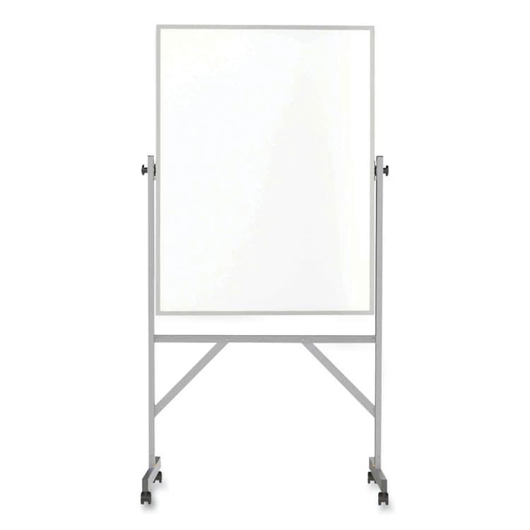 GHENT MANUFACTURING, Reversible Magnetic Porcelain Whiteboard with Aluminum Frame, 36" x 48", White Surface, Satin Aluminum Frame (GHEARM1M143)