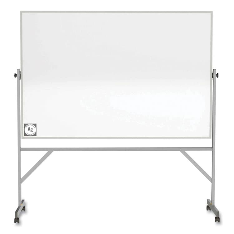 GHENT MANUFACTURING, Reversible Magnetic Hygienic Porcelain Whiteboard with Aluminum Frame, 72" x 48", White Surface, Satin Aluminum Frame (GHEARM4M446)