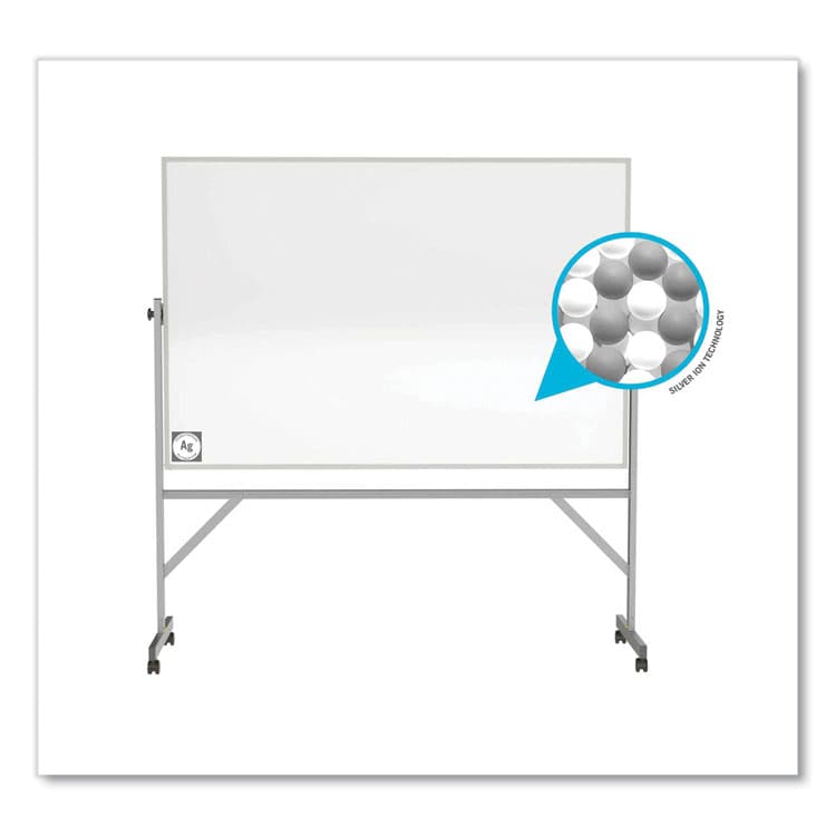 GHENT MANUFACTURING, Reversible Magnetic Hygienic Porcelain Whiteboard with Aluminum Frame, 96" x 48", White Surface, Satin Aluminum Frame (GHEARM4M448) thumbnail 2
