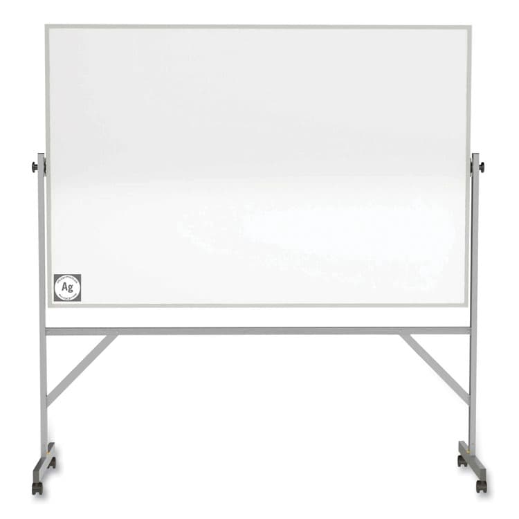 GHENT MANUFACTURING, Reversible Magnetic Hygienic Porcelain Whiteboard with Aluminum Frame, 96" x 48", White Surface, Satin Aluminum Frame (GHEARM4M448)