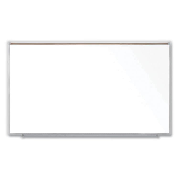 GHENT MANUFACTURING, Magnetic Porcelain Whiteboard with Aluminum Frame and Maprail, 96.53" x 60.47", White Surface, Satin Aluminum Frame (GHEM1P581M)