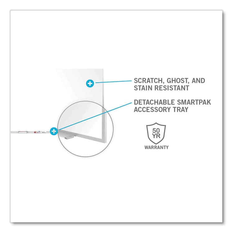 GHENT MANUFACTURING, Magnetic Porcelain Whiteboard with Aluminum Frame and Maprail, 120.59" x 60.47", White Surface, Satin Aluminum Frame (GHEM1P5101M) thumbnail 3