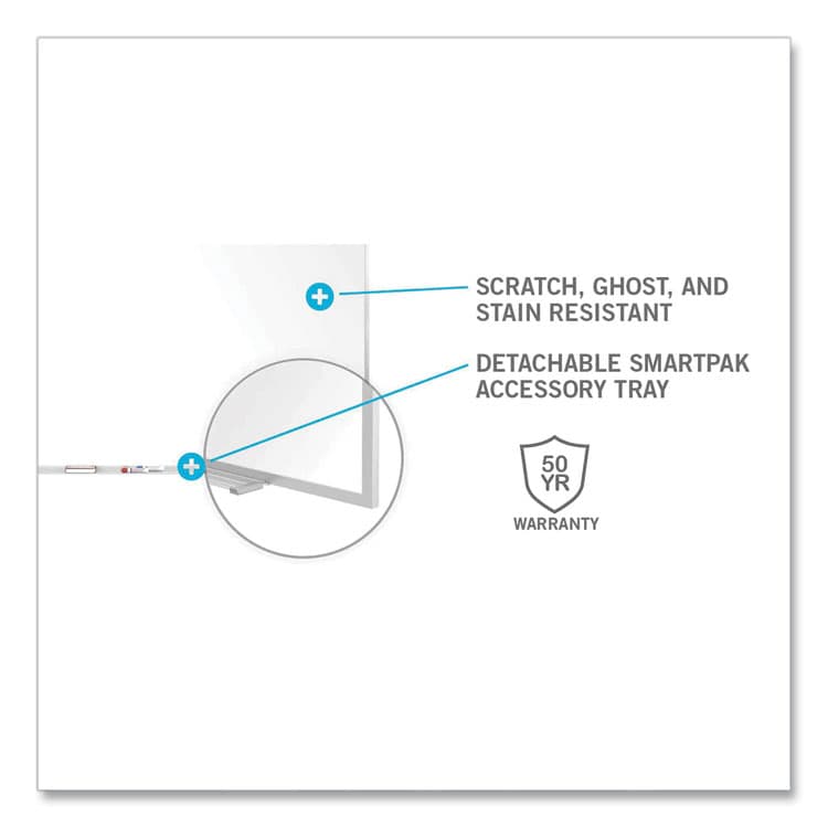 GHENT MANUFACTURING, Magnetic Porcelain Whiteboard with Aluminum Frame, 144.59" x 60.47", White Surface, Satin Aluminum Frame (GHEM1P5124) thumbnail 3
