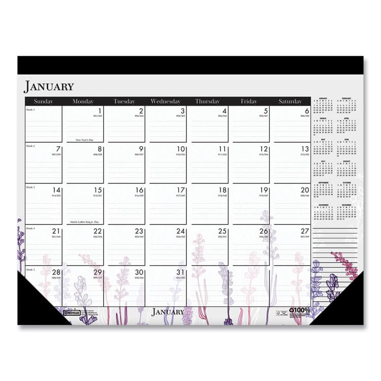 HOUSE OF DOOLITTLE Recycled Desk Pad Calendar, Wild Flowers Artwork, 22 x 17, White Sheets, Black Binding/Corners,12-Month (Jan-Dec): 2026 (HOD197) thumbnail 2