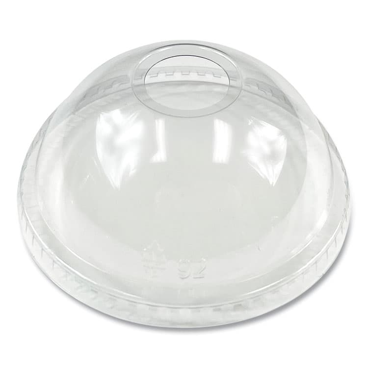 BOARDWALK PET Cold Cup Dome Lids, Fits 9 oz to 12 oz Cold Cups, Plastic, Clear, 100/Pack (BWKPET912DOMEPK)