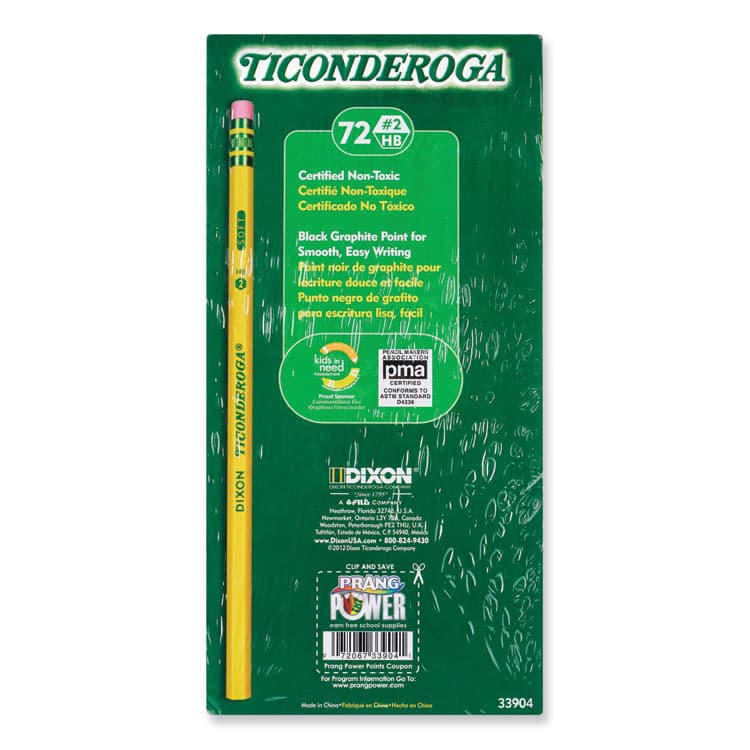 DIXON TICONDEROGA CO. Pencils, HB (#2), Black Lead/Yellow Barrel, 72/Pack (DIXX33904X) thumbnail 3