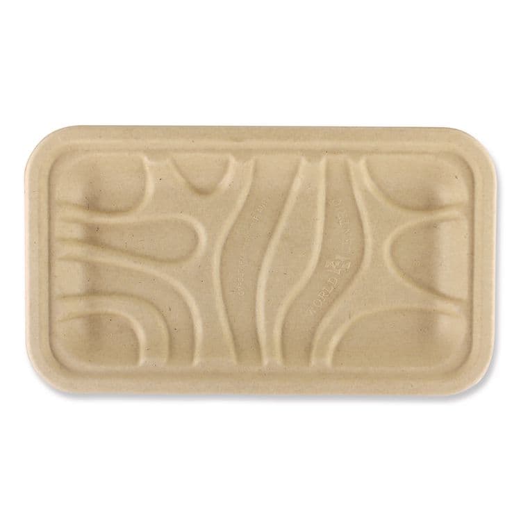 WORLD CENTRIC Fiber Meat and Produce Trays, 4.8 x 8.3 x 0.7, Natural, Paper, 500/Carton (WORTRSC17SLFS)