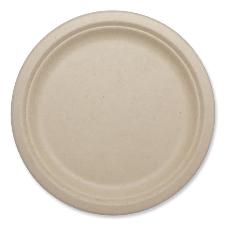 WORLD CENTRIC Fiber Plates, Paper, 9.1" dia, Natural, 1,000/Carton (WORPLSCU9LFP)