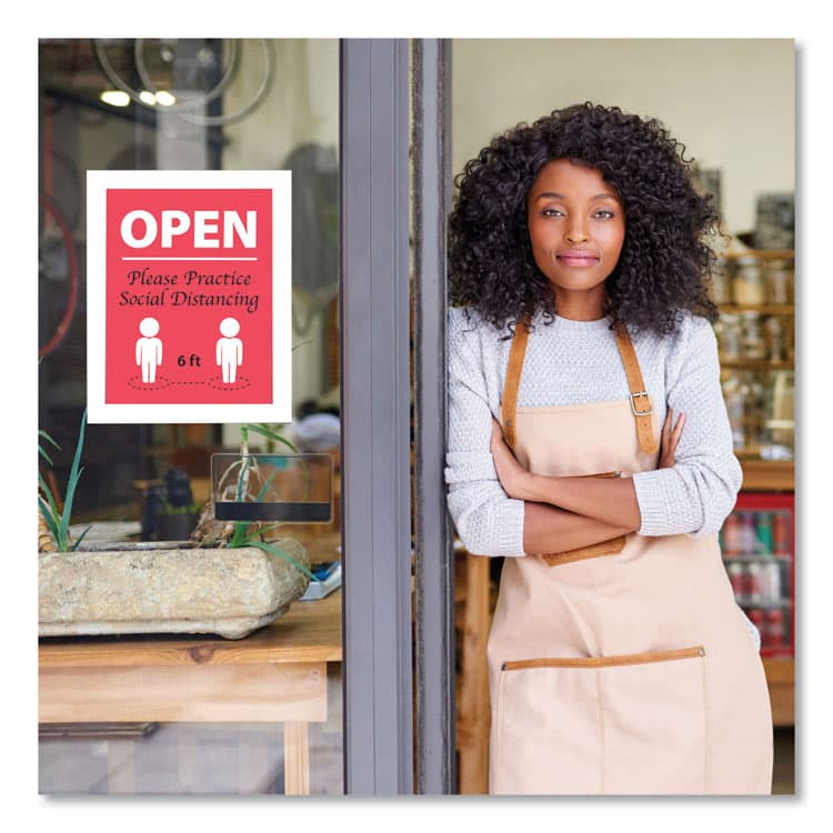 DEFLECTO CORPORATION Self Adhesive Sign Holders, 8.5 x 11 Insert, Clear with White Border, 2/Pack (DEF68776W) thumbnail 3