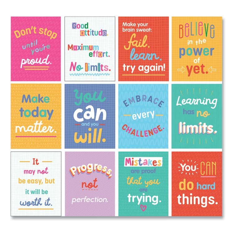 CARSON-DELLOSA EDUCATION Mini Posters, Growth Mindset Quotes, 8.5 x 11, 12/Set (CDP106009)