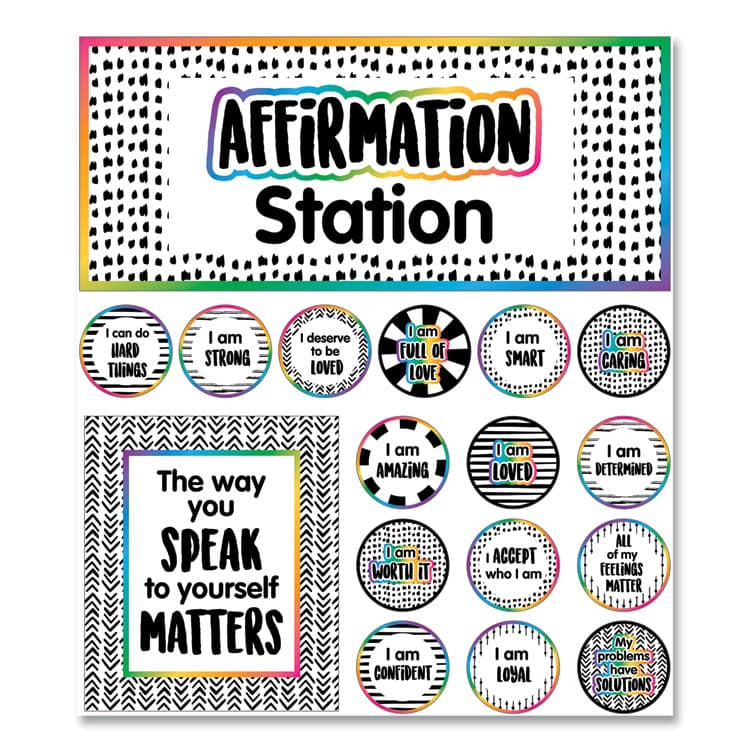 CARSON-DELLOSA EDUCATION Motivational Bulletin Board Sets, Affirmation Station, 13.8" x 16", Multicolor, 32/Set (CDP110569)