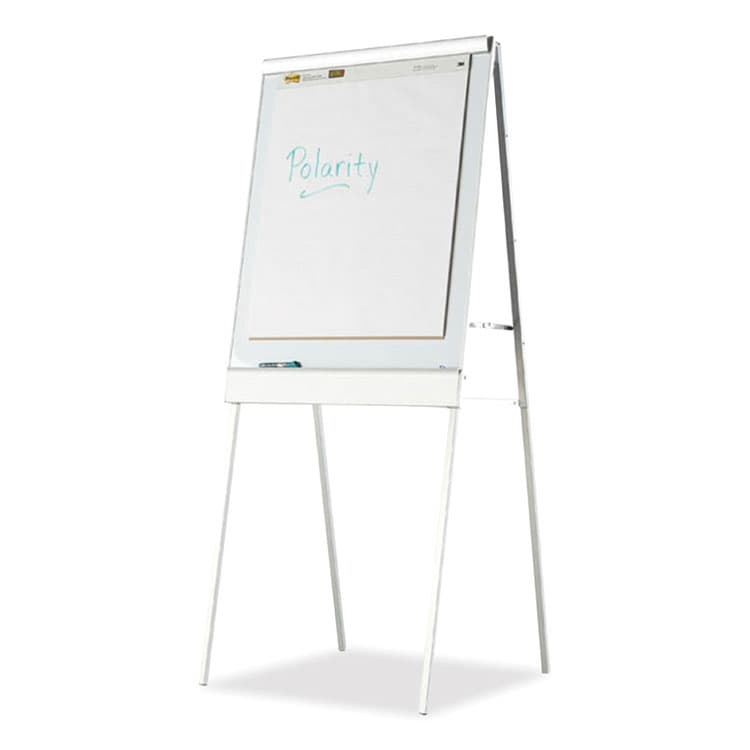 ICEBERG ENTERPRISES Polarity Height Adjustable Dry Erase Flipchart Easel, 30" x 38", White Surface, Silver Metal Frame (ICE30333)