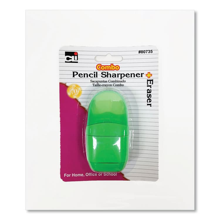 CHARLES LEONARD, One-Hole Pencil Sharpener/Eraser Combo, 1" x 0.75", Randomly Assorted Colors (LEO80735) thumbnail 2