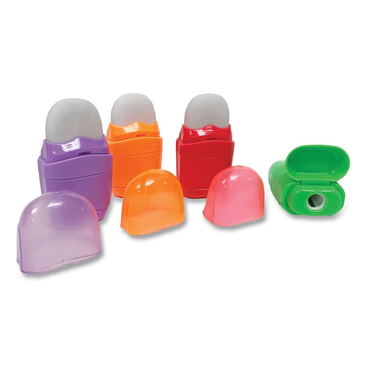 CHARLES LEONARD, One-Hole Pencil Sharpener/Eraser Combo, 1" x 0.75", Randomly Assorted Colors (LEO80735)