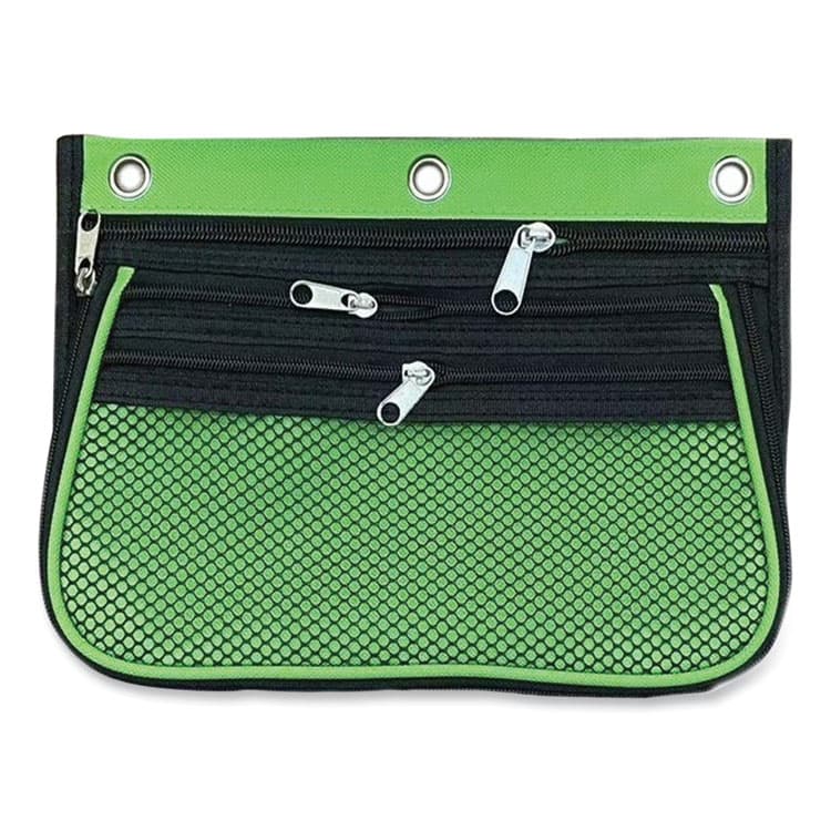 CHARLES LEONARD, Three-Pocket Binder-Insertable Expandable Pencil Pouch, 3 Compartments, 3-Hole Punched, 10.25" x 7.5", Assorted, 3/Pack (LEO763653) thumbnail 3