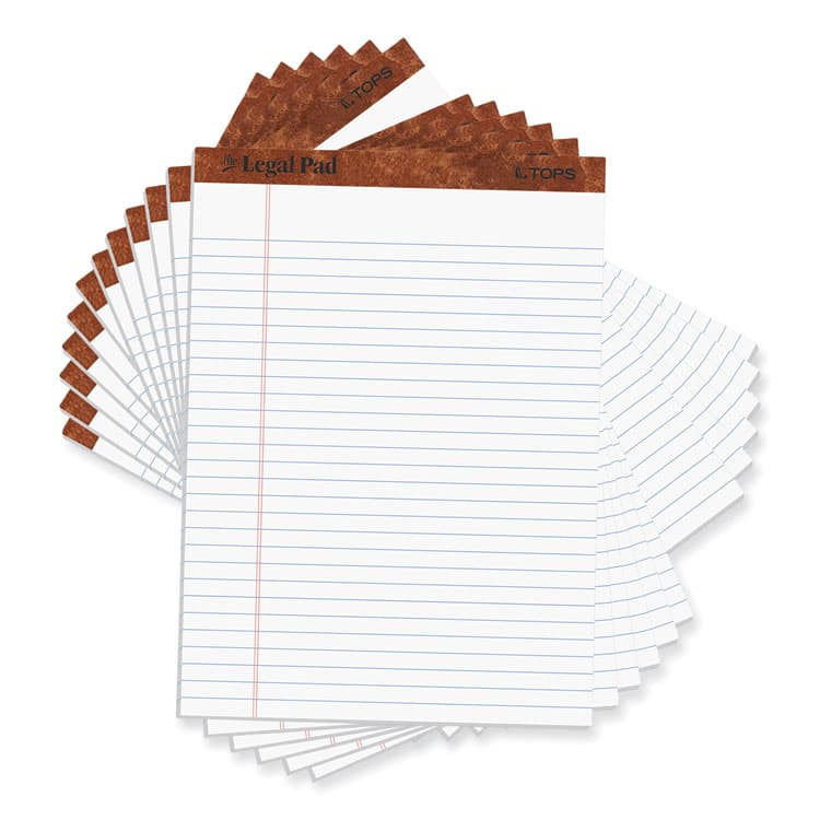 TOPS BUSINESS FORMS "The Legal Pad" Ruled Perforated Pad, Wide/Legal Rule, (50) White 8.5 x 11.75 Sheets, Dozen (TOP7533)
