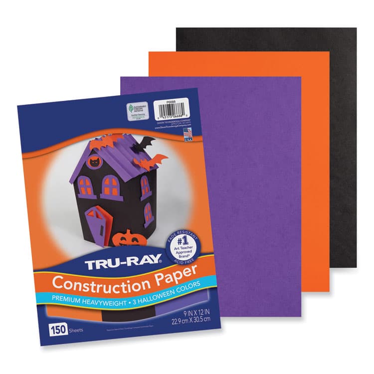 PACON CORPORATION Tru-Ray Construction Paper, 70 lb Text Weight, 9 x 12, Assorted Halloween Colors, 150/Pack (PACP6688) thumbnail 2