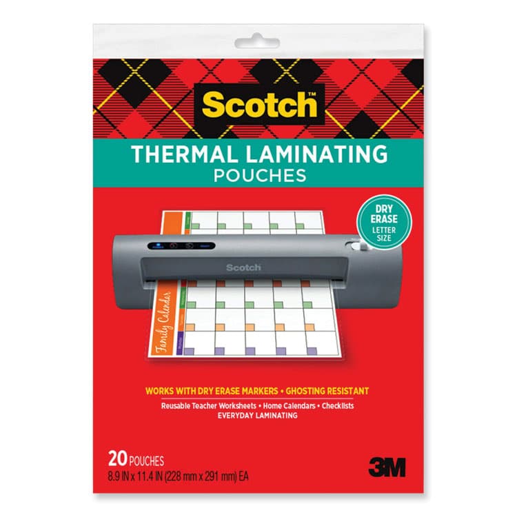 3M/COMMERCIAL TAPE DIV. Laminating Pouches, 3 mil, 8.9 x 11.4, Clear, 20/Pack (MMMTP385420DE)