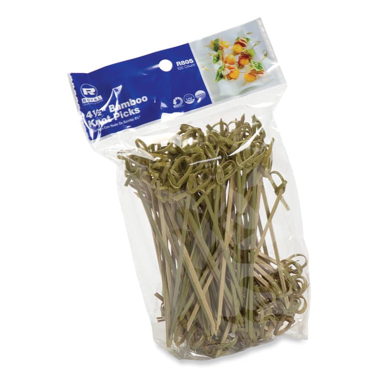 AMERCAREROYAL Knotted Bamboo Pick, Paper, 4.5", Natural, 100/Pack, 10 Packs/Carton (RPPR805) thumbnail 4