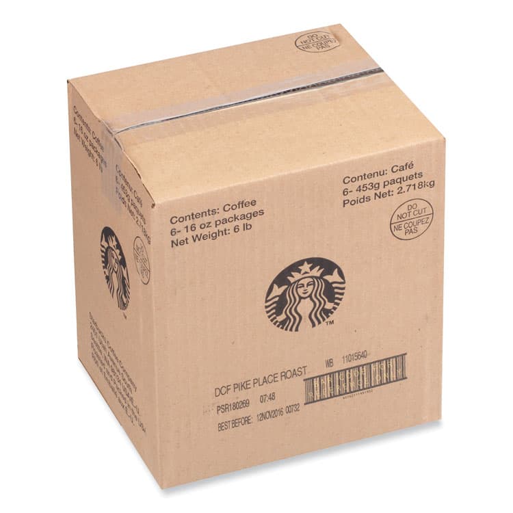 STARBUCKS COFFEE COMPANY Whole Bean Coffee, Decaffeinated, Pike Place, 1 lb, Bag (SBK12540222) thumbnail 4