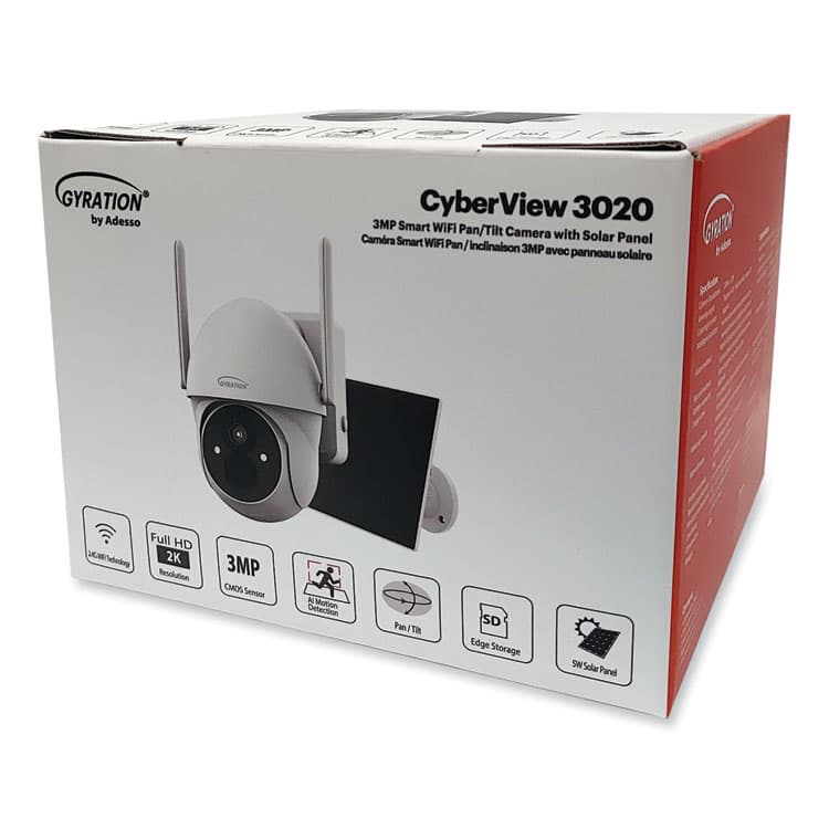 ADESSO Cyberview 3020 3MP Smart WiFi Pan/Tilt Camera with Solar Panel, 2304 x 1296 Pixels (ADECYBRVIEW3020) thumbnail 3