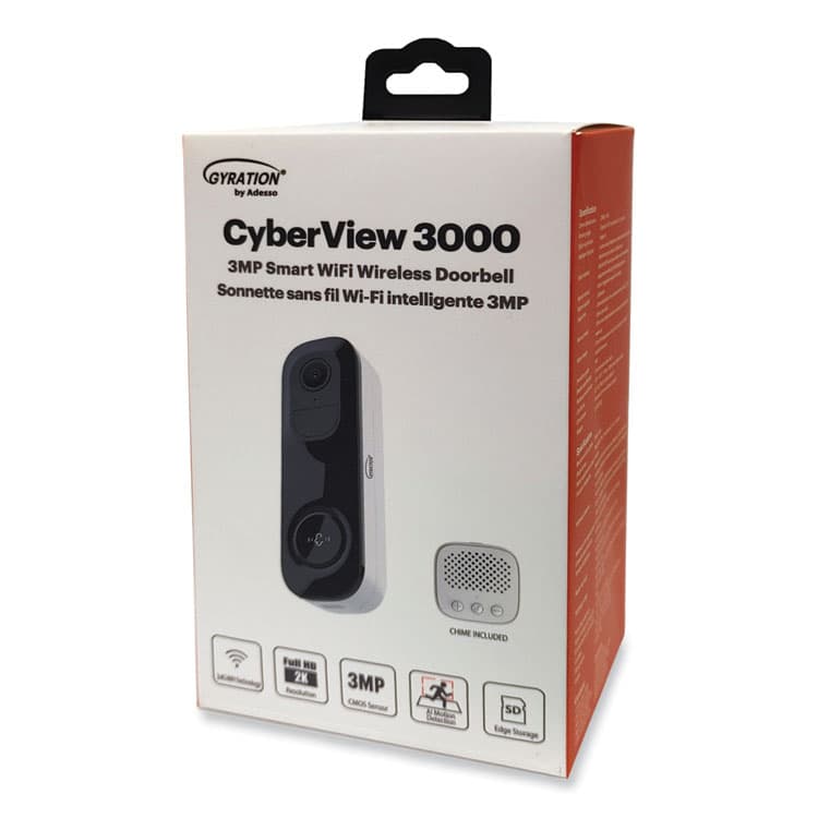 ADESSO Cyberview 3000 3MP WiFi Wireless Doorbell Camera, 2048 x 1536 Pixels (ADECYBRVIEW3000) thumbnail 4