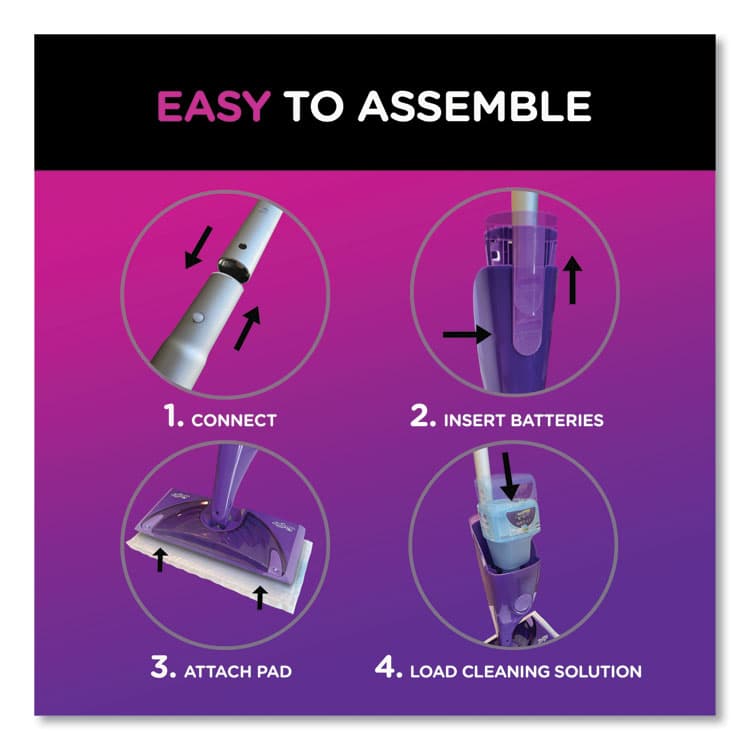 PROCTER & GAMBLE WetJet Mop Starter Kit with 10 Pads and 1 Cleaner, 11.3 x 5.4 Head, Silver Handle (PGC49886) thumbnail 2