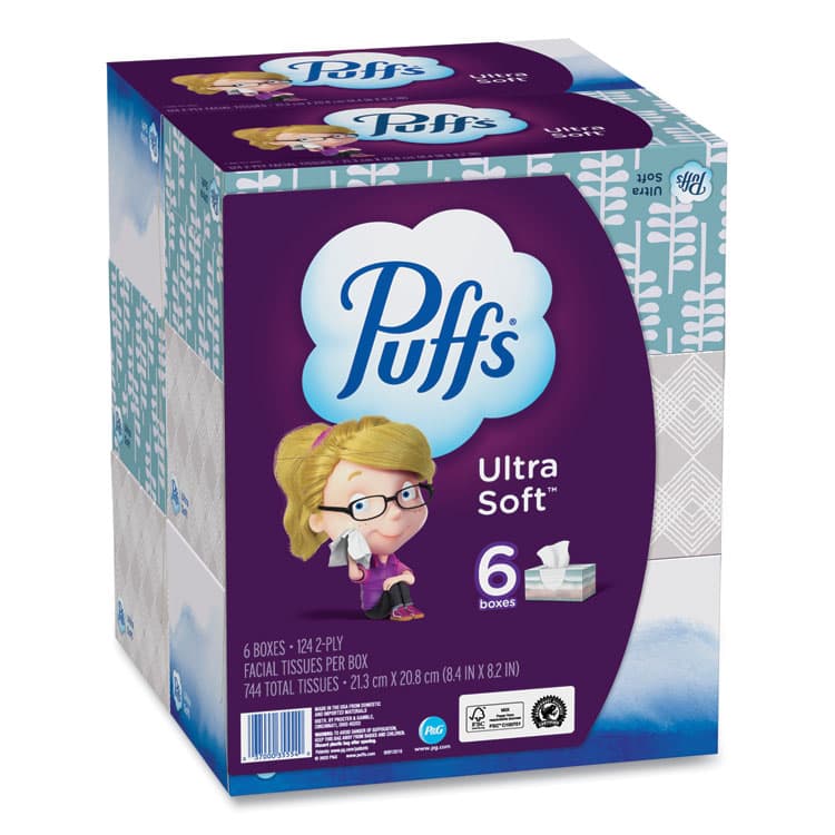 PROCTER & GAMBLE Ultra Soft Facial Tissue, 2-Ply, White, 124 Sheets/Box, 6 Boxes/Pack, 4 Packs/Carton (PGC35554) thumbnail 3