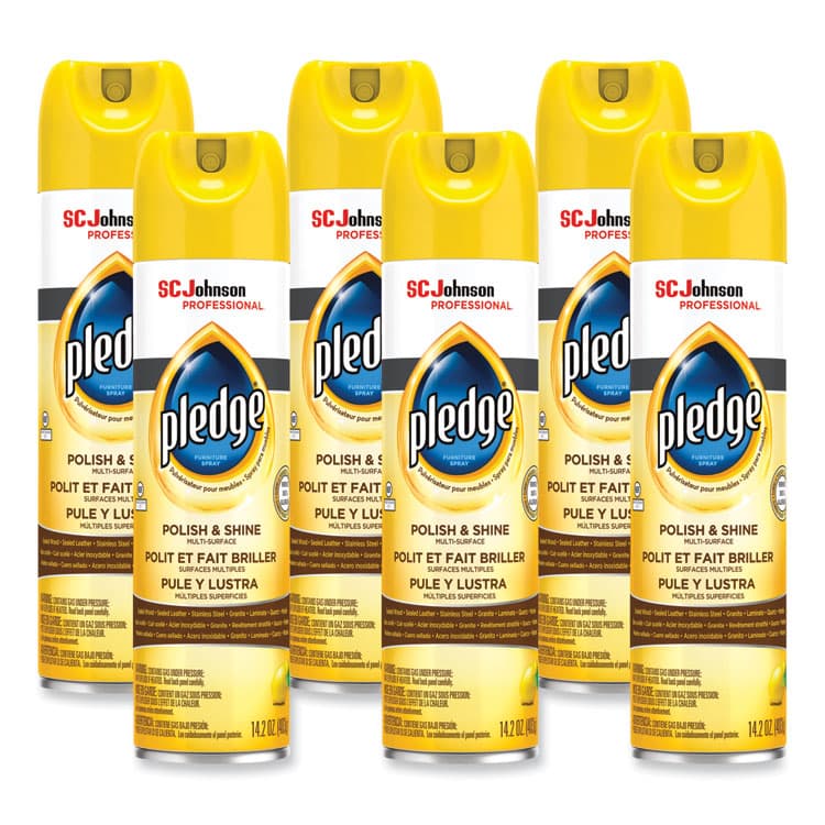 SC JOHNSON Furniture Polish, Lemon, 14.2 oz Aerosol Spray, 6/Carton (SJN301168)