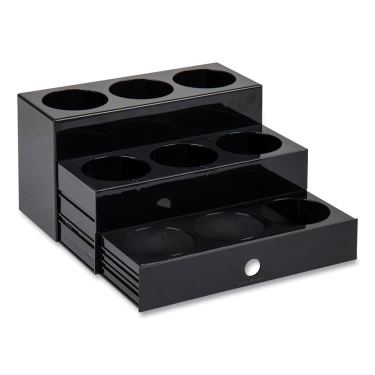 EMS MIND READER LLC Mind Reader Foundation Collection 9-Compartment Nested Syrup Countertop Bottle Organizer, 12.5 x 5 x 7, Black (EMSSYRUPH9BLK)