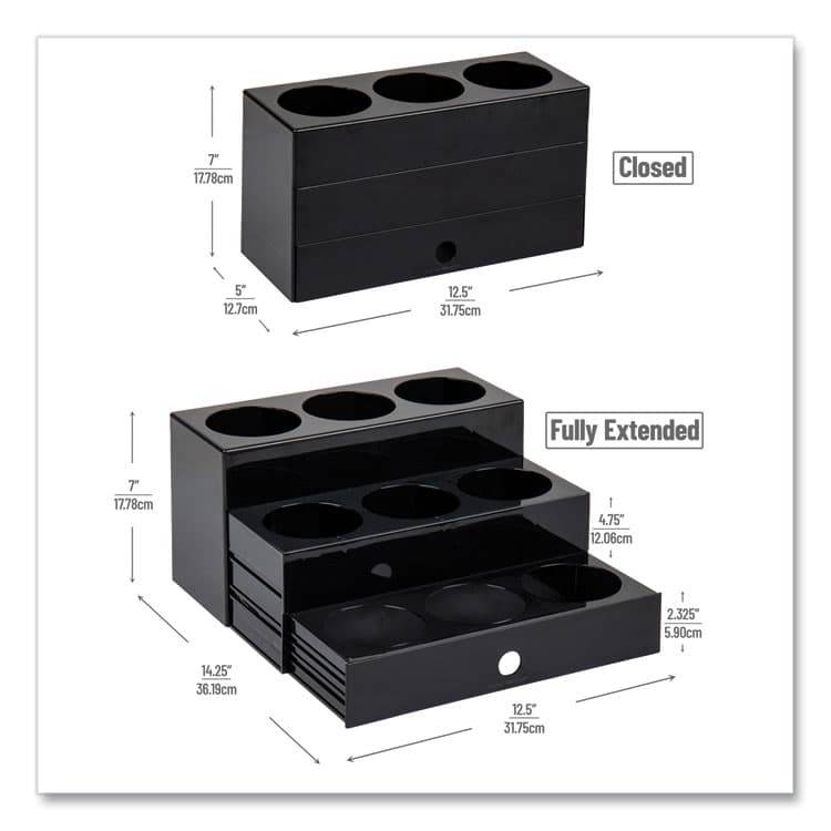 EMS MIND READER LLC Mind Reader Foundation Collection 9-Compartment Nested Syrup Countertop Bottle Organizer, 12.5 x 5 x 7, Black (EMSSYRUPH9BLK) thumbnail 2