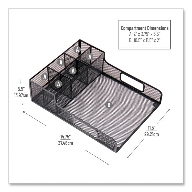 EMS MIND READER LLC Network Collection Utensil, Napkin and Plate Countertop Organizer, 11.5 x 14.75 x 5.5, Metal, Black (EMSPSNAMESHBLK) thumbnail 3