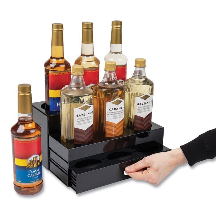 EMS MIND READER LLC Mind Reader Foundation Collection 9-Compartment Nested Syrup Countertop Bottle Organizer, 12.5 x 5 x 7, Black (EMSSYRUPH9BLK) thumbnail 3