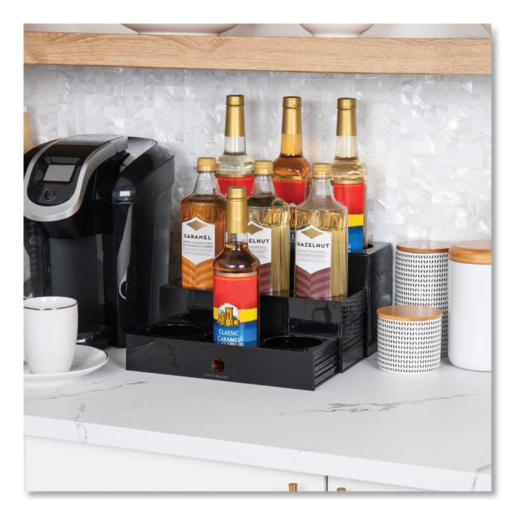 EMS MIND READER LLC Mind Reader Foundation Collection 9-Compartment Nested Syrup Countertop Bottle Organizer, 12.5 x 5 x 7, Black (EMSSYRUPH9BLK) thumbnail 4
