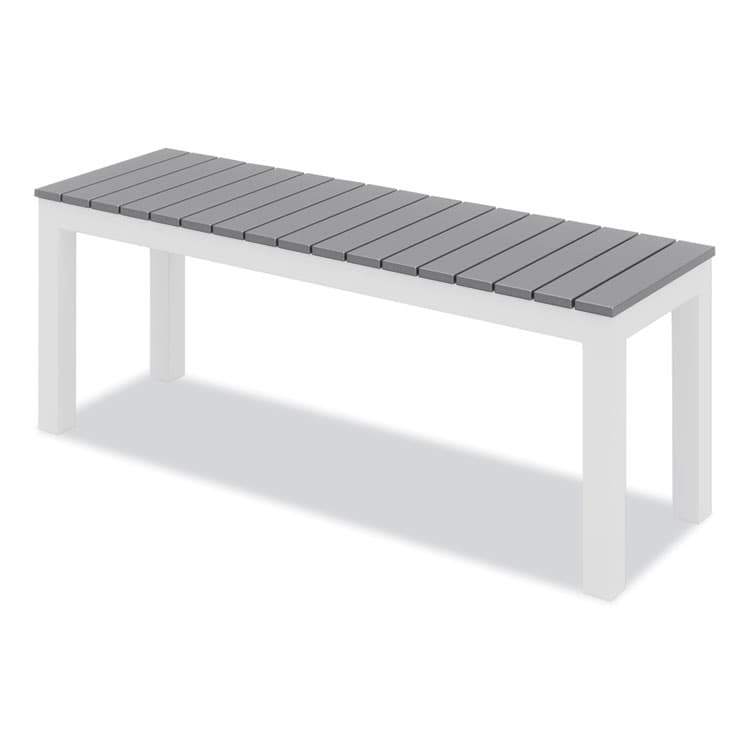 KFI STUDIOS Eveleen Outdoor Dining Table Set, 55" x 35" x 29" Rectangular Table, 2 Benches, 2 Armchairs, Gray/White (KFI840031918437) thumbnail 3