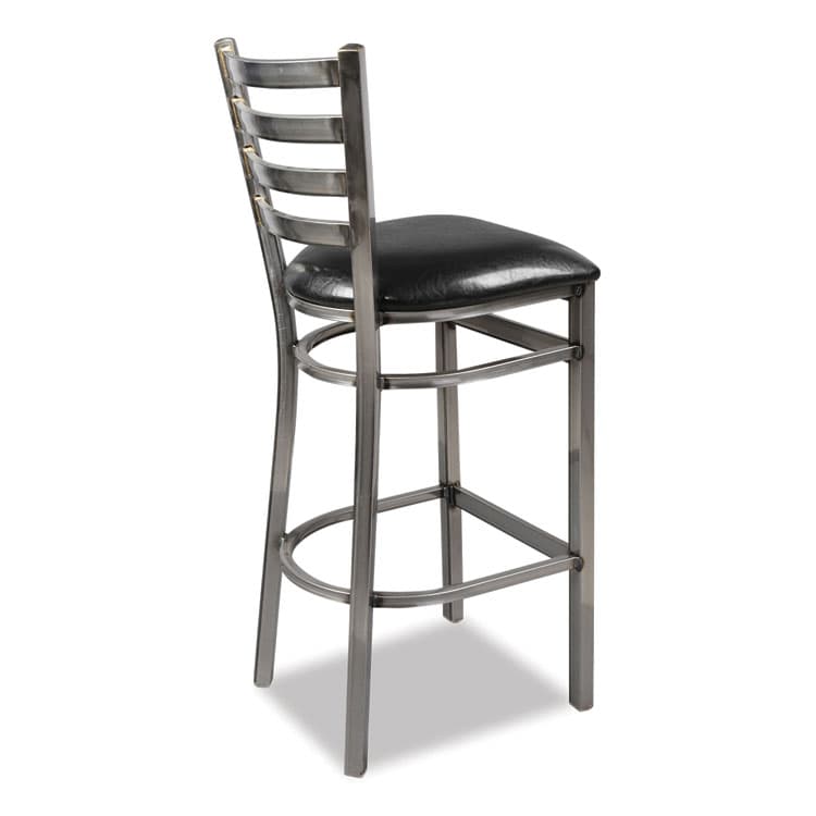 JMC FURNITURE White Horse Series Barstools, Supports Up to 300 lb, 29.5" Seat Height, Black Seat, Industrial Clear-Coat Steel Back/Frame (JMCWHBSCLR) thumbnail 2