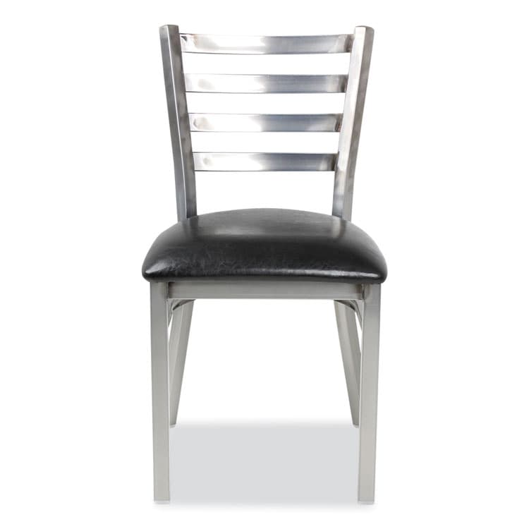 JMC FURNITURE White Horse Series Side Chairs, Supports Up to 300 lb, 18" Seat Height, Black Seat, Industrial Clear-Coat Steel Back/Frame (JMCWHCCLR) thumbnail 2