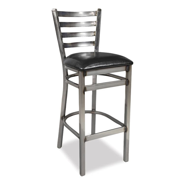JMC FURNITURE White Horse Series Barstools, Supports Up to 300 lb, 29.5" Seat Height, Black Seat, Industrial Clear-Coat Steel Back/Frame (JMCWHBSCLR)