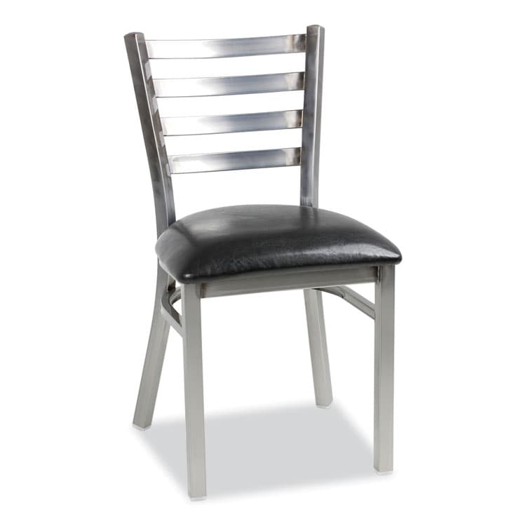 JMC FURNITURE White Horse Series Side Chairs, Supports Up to 300 lb, 18" Seat Height, Black Seat, Industrial Clear-Coat Steel Back/Frame (JMCWHCCLR)