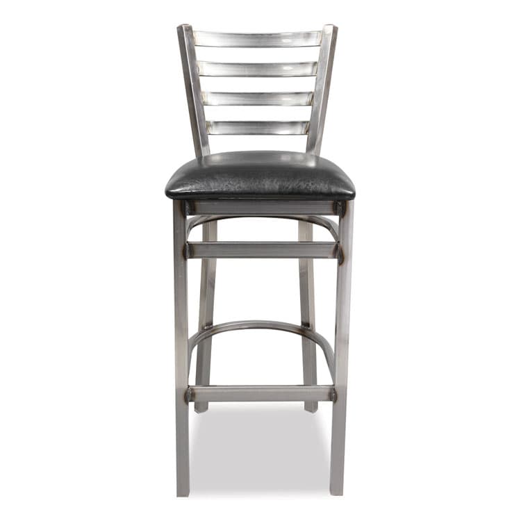 JMC FURNITURE White Horse Series Barstools, Supports Up to 300 lb, 29.5" Seat Height, Black Seat, Industrial Clear-Coat Steel Back/Frame (JMCWHBSCLR) thumbnail 4