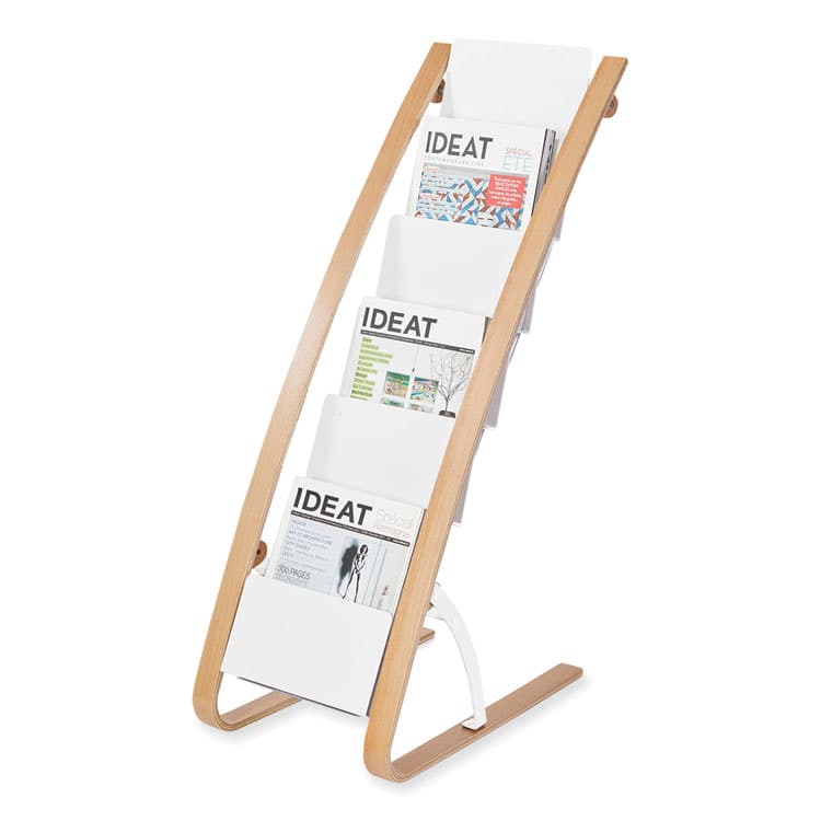ALBA Literature Floor Display Rack, 19.68 x 13.38 x 36.61, White/Woodgrain (ABADDEXPO6WBC) thumbnail 2