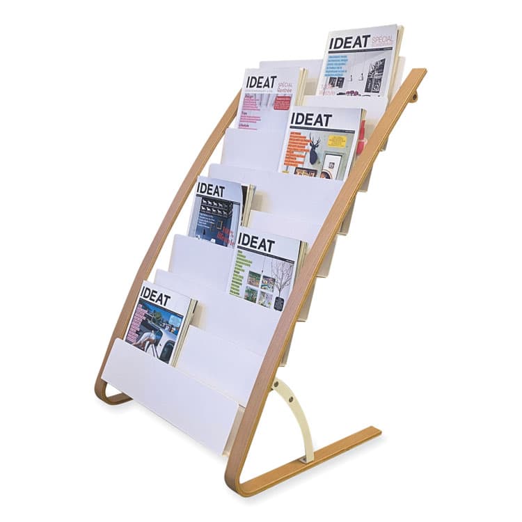 ALBA Literature Floor Display Rack, 22.8 x 19.69 x 36.61, White/Woodgrain (ABADDEXPO8WBC) thumbnail 2