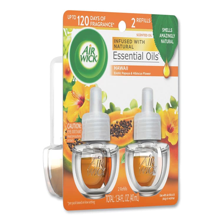 RECKITT BENCKISER Scented Oil Twin Refill, Hawai'i Exotic Papaya/Hibiscus Flower, 0.67 oz (RAC85175PK) thumbnail 3