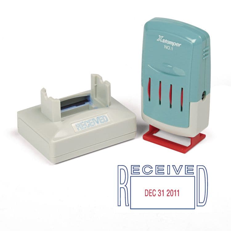 SHACHIHATA . U.S.A. VersaDater Message Dater, 2.13 x 1.31, RECEIVED, Blue/Red (XST66211)