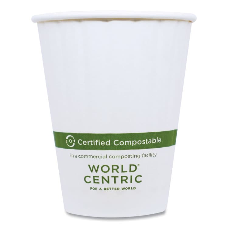 WORLD CENTRIC Double Wall Paper Hot Cups, 12 oz, White, 1,000/Carton (WORCUPA12D)