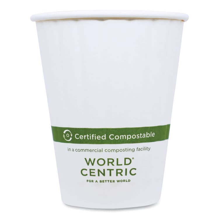 WORLD CENTRIC Double Wall Paper Hot Cups, 8 oz, White, 1,000/Carton (WORCUPA8D)