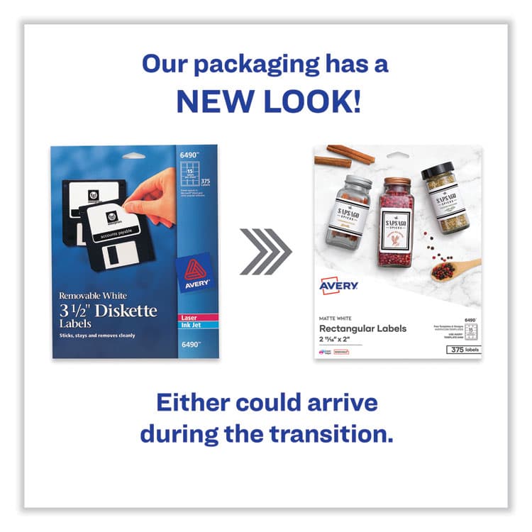 AVERY PRODUCTS CORPORATION Laser/Inkjet 3.5" Diskette Labels, White, 375/Pack (AVE6490) thumbnail 2