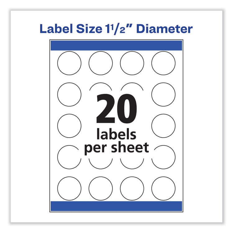 AVERY PRODUCTS CORPORATION Vibrant Inkjet Color-Print Labels w/ Sure Feed, 1.5" dia, White, 400/PK (AVE8293) thumbnail 4